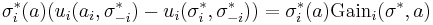 
\sigma^*_i(a)(u_i(a_i, \sigma^*_{-i}) - u_i(\sigma^*_i, \sigma^*_{-i}))
=
\sigma^*_i(a)\text{Gain}_i(\sigma^*, a)
