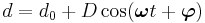 d=d_{\mathrm{0}}%2BD\cos(\boldsymbol\omega t %2B \boldsymbol\varphi) \;