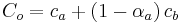 C_o = c_a %2B \left(1 - \alpha_a\right) c_b