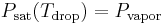 
P_\mathrm{sat}(T_\mathrm{drop}) = P_\mathrm{vapor}
