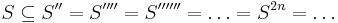 S \subseteq S^{\prime \prime} = S^{\prime \prime \prime \prime} = S^{\prime \prime \prime \prime \prime \prime} = \ldots = S^{2n} = \ldots