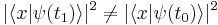 |\langle x|\psi(t_1)\rangle|^2 \neq |\langle x|\psi(t_0)\rangle|^2