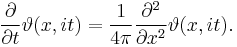 \frac{\partial}{\partial t} \vartheta(x,it)=\frac{1}{4\pi} \frac{\partial^2}{\partial x^2} \vartheta(x,it).