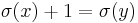 \sigma(x)%2B1 = \sigma(y)