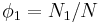 \phi_1  = N_1/N\,