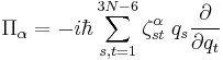 
\Pi_\alpha = -i\hbar \sum_{s,t=1}^{3N-6}  \zeta^{\alpha}_{st} \; q_s \frac{\partial}{\partial q_t}
