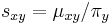  s_{xy} = \mu_{xy}/\pi_y\ 