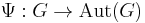 \Psi:G\rightarrow \textrm{Aut} (G)