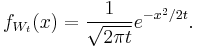 f_{W_t}(x) = \frac{1}{\sqrt{2 \pi t}} e^{-x^2/{2 t} }.