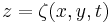 z=\zeta(x,y,t)