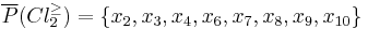 \overline{P}(Cl_2^{\geq}) = \{x_2,x_3,x_4,x_6,x_7,x_8,x_9,x_{10}\}