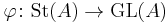 \varphi\colon\operatorname{St}(A)\to \operatorname{GL}(A)