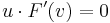 u \cdot F'(v) = 0