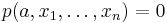 p(a,x_1,\ldots,x_n)=0