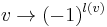 v \to (-1)^{l(v)}