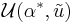 \ \displaystyle \ \mathcal{U}(\alpha^{*},\tilde{u}) \ 