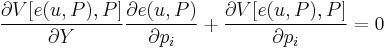 \frac{ \partial V [e(u,P),P]}{\partial Y} \frac{\partial e(u,P)}{\partial p_i} %2B \frac{\partial V [e(u,P),P]}{\partial p_i} = 0