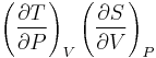 \left(\frac{\partial T}{\partial P}\right)_V \left(\frac{\partial S}{\partial V}\right)_P