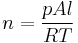  n = \frac{pAl} {RT} 