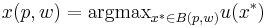 x(p, w) = \operatorname{argmax}_{x^* \in B(p, w)} u(x^*)