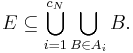  E \subseteq \bigcup_{i=1}^{c_N} \bigcup_{B\in A_i} B.