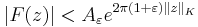 |F(z)|<A_\varepsilon e^{2\pi(1%2B\varepsilon)\|z\|_K}