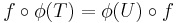 f\circ \phi(T)=\phi(U)\circ f