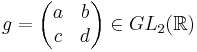 g = \begin{pmatrix}a & b \\ c & d \end{pmatrix} \in GL_2( \Bbb{R})