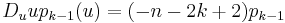 D_{u}up_{k-1}(u)=(-n-2k%2B2)p_{k-1}