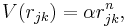 
V(r_{jk}) = \alpha r_{jk}^n,
