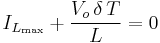 I_{L_{\text{max}}}%2B\frac{V_o\, \delta\, T}{L}=0