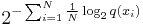 2^{-\sum_{i=1}^N \frac{1}{N} \log_2 q(x_i)}