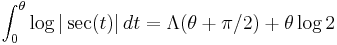 \int_0^\theta \log| \sec(t)| \,dt = \Lambda(\theta%2B\pi/2)%2B\theta\log 2