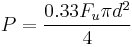 P = \frac{0.33 F_u \pi d^2}{4}