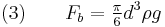 \quad (3) \qquad F_b = \tfrac{\pi}{6} d^3 \rho g