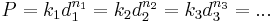 P = k_1d_1^{n_1} = k_2d_2^{n_2} = k_3d_3^{n_3} = ...