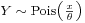 \scriptstyle Y \;\sim\; \mathrm{Pois}\left(\frac{x}{\theta}\right)