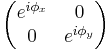 
\begin{pmatrix}
e^{i\phi_x} & 0 \\ 0 & e^{i\phi_y}
\end{pmatrix} 