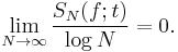 \lim_{N\to\infty} \frac{S_N(f;t)}{\log N}=0.