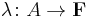 \lambda \colon A \to \mathbf{F}