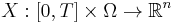 X�: [0, T] \times \Omega \to \mathbb{R}^n