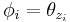 \phi_i = \theta_{z_i}