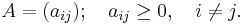 A=(a_{ij});\quad a_{ij}\geq 0, \quad i\neq j.