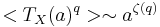 <T_X(a)^q> \sim a^{\zeta(q)}\ 