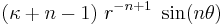  (\kappa%2Bn-1)~r^{-n%2B1}~\sin(n\theta) \,