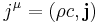  j^\mu = \left( \rho c, \mathbf{j} \right) 