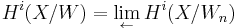 H^i(X/W)=\lim_{\leftarrow}H^i(X/W_n)