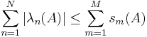 \sum_{n=1}^N |\lambda_n(A)|\leq \sum_{m=1}^M s_m(A)