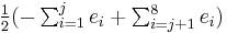 \textstyle\frac{1}{2}(-\textstyle \sum_{i=1}^je_i%2B\textstyle \sum_{i=j%2B1}^8e_i)