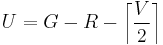 U = G - R - \left\lceil \frac{V}{2} \right\rceil